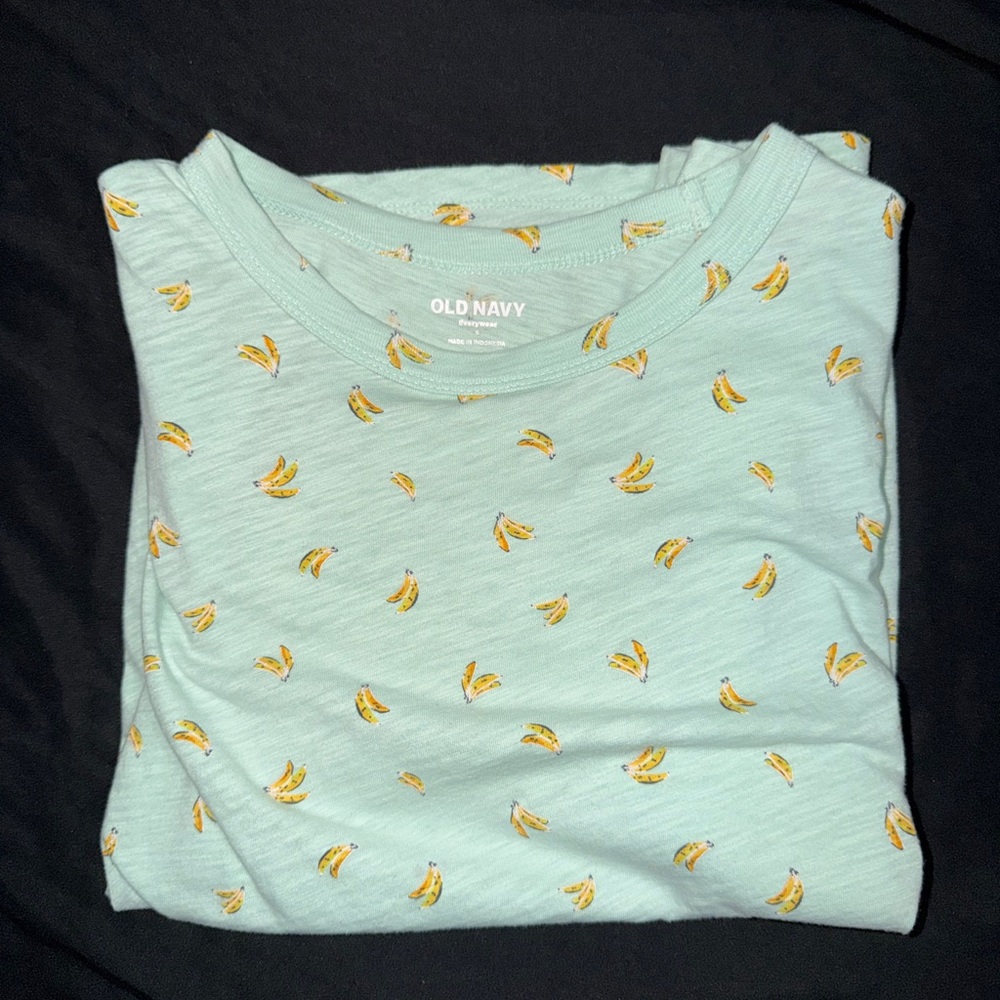 Women’s Small Petite Old Navy Light Green Short Sleeve Cotton Tee with Pattern